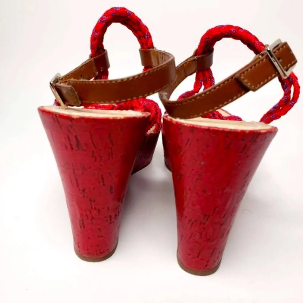 NWOB Miss Trish of‎ Capri x Target Red Platform Rope Wedges 7.5